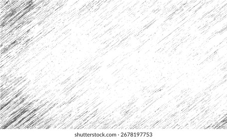 A monochrome texture featuring numerous gray diagonal lines and speckles on a white background.