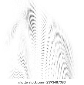 Monochrome texture halftone wave of black dots on a white background