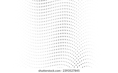 Monochrome texture halftone wave of black dots on a white background