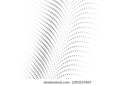 Monochrome texture halftone wave of black dots on a white background