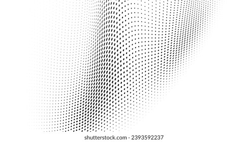 Monochrome texture halftone wave of black dots on a white background