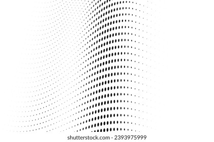 Monochrome texture halftone wave of black dots on a white background