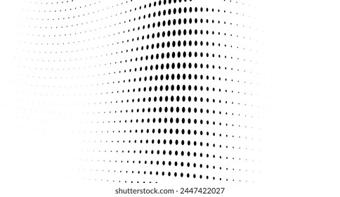 Monochrome texture halftone wave of black dots on a white background