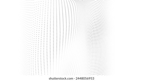 Monochrome texture halftone wave of black dots on a white background