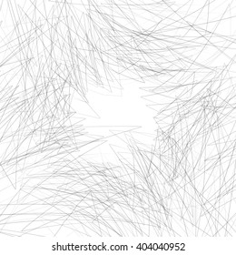 Monochrome texture with random, chaotic lines. Irregular lines texture.
