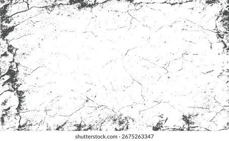 Ein monochromer strukturierter Hintergrund mit dunkelgrauen Rissen und Flecken auf weißer Oberfläche.