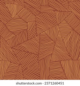 Monochrome textured geometric background of rusty hand drawn shape mosaic. Seamless doodle pattern of stripy patchwork fragments