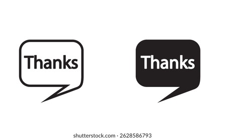 Monochrome 'Thanks' Speech Bubbles: Minimalist Expression of Gratitude in Two Distinct Styles for Graphic Design and Digital Communication