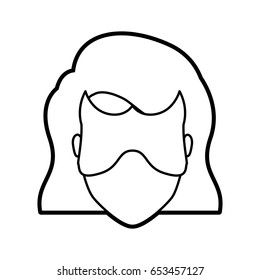 monochrome thick contour head of faceless woman superhero with short hair and mask vector illustration