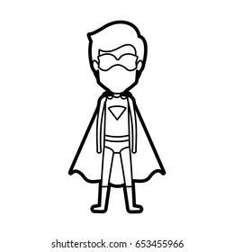 monochrome thick contour of standing faceless young superhero vector illustration