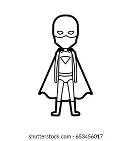 monochrome thick contour of standing faceless boy superhero vector illustration