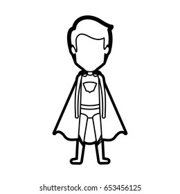 monochrome thick contour of standing faceless male superhero vector illustration