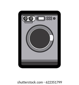 monochrome thick contour of washing machine vector illustration