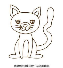monochrome thin contour of cat sitting vector illustration