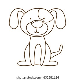 monochrome thin contour of dog sitting vector illustration