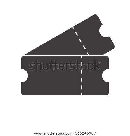 Monochrome ticket icon. Vector illustration. Two ticket. Cinema ticket