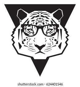 Monochrome tiger head vector illustration