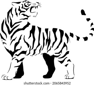 Monochrome tiger illustration vector material