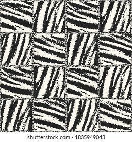 Monochrome Tiger Stripe Textured Checked Pattern