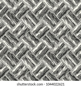 Monochrome Tile Checked Graphic Motif Grain Stroke Textured Background. Seamless Pattern.