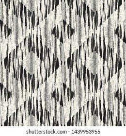 Monochrome Tile Checked Washed Effect Textured Distressed Background. Seamless Pattern.