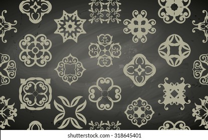 Monochrome TILE seamless pattern. Easy to use. Chalkboard design