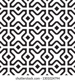 Monochrome tile seamless pattern shaped square and cross with line bold. Monochrome design vector background. Vector illustration EPS.8 EPS.10