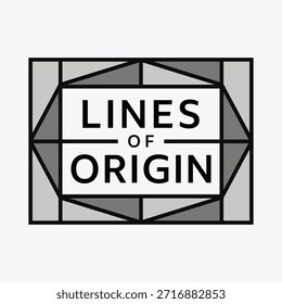 Tarjeta de título monocromática con tipo negrita centrada dentro de un marco geométrico facetado que recuerda a vigas y paneles.