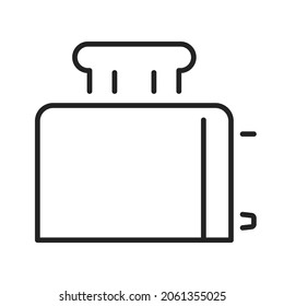 Monochrome toaster icon line vector illustration. Simple logo modern household appliance roasting bread slice for breakfast isolated on white. Electronic device kitchenware for bake cooking sandwiches