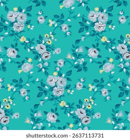 monochrome tone a solid abstract blooming roses flower with leaves arrangement, all over vector design with bright background illustration digital image for textile or wrapping paper printing factor