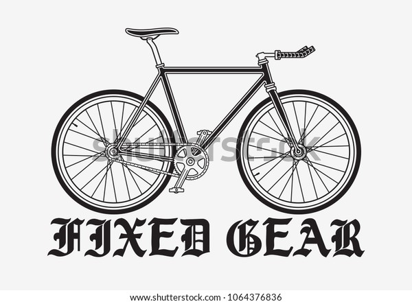 Monochrome track bicycle. Road fixed gear\
cycle. Vector illustration for print on\
t-shirt.