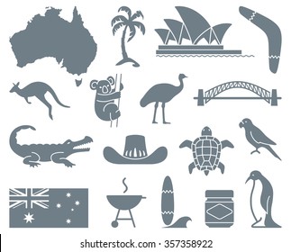 Monochrome Traditional Symbols Australian Culture Nature Stock Vector Royalty Free