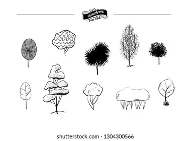 monochrome tree set - 2-10ps