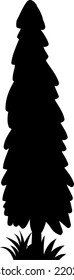 Silueta de árbol monocromo, sombra, icono, vector