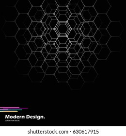 Monochrome trellis. Honeycomb perspective with place for you text.