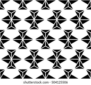 Monochrome triangle geometric shapes seamless pattern background.