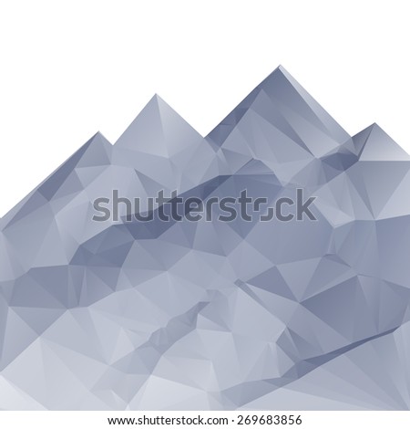 Monochrome triangle style mountain  on white bacground