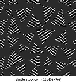 Monochrome triangle vector seamless pattern