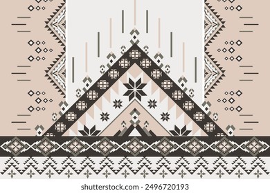 Monochrome Tribal Geometric Pattern Earth Tone Ethnic Design mit traditionellen amerikanischen und Navajo-Motiven mit einem Boho-Stil, perfekt für Textildesign, Kleidung, Accessoires