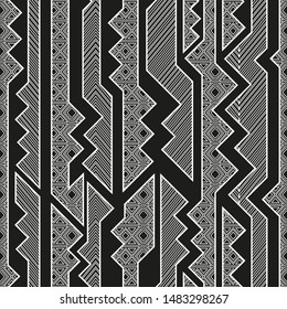 Monochrome tribal seamless pattern. Vector file.
