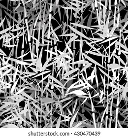monochrome tropical bamboo vector seamless pattern on a black background