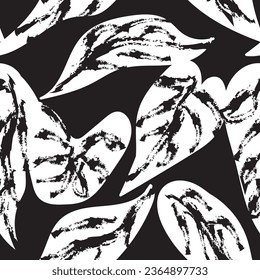 Monochrome Tropical Leaf seamless pattern design for fashion textiles, graphics and crafts