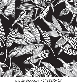 Monochrome Tropical Leaf seamless pattern design for fashion textiles, graphics and crafts