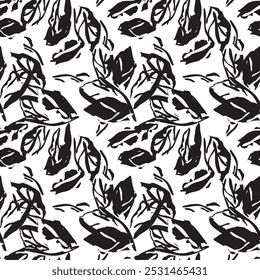 Monochrome Tropical Leaf seamless pattern design for fashion textiles, graphics and crafts