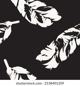 Monochrome Tropical Leaf seamless pattern design for fashion textiles, graphics and crafts