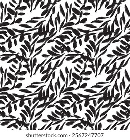 Monochrome Tropical Leaf seamless pattern design for fashion textiles, graphics and crafts