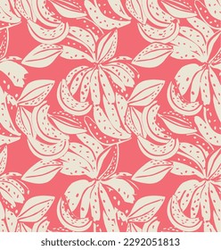 Monochrome tropical pattern made with bananas and cocoa beans, fun background perfect for textiles and decoration