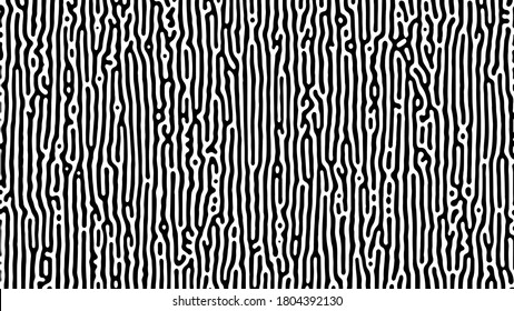 Monochrome Turing reaction background. Abstract diffusion pattern with chaotic shapes. Vector illustration.