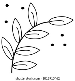 Monochrome twig in doodle style. Aumumn symbol. Vector illustration. 
