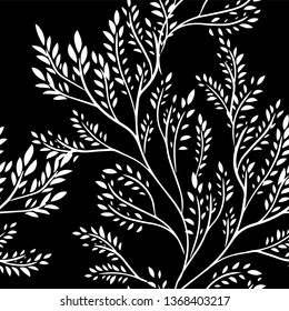 Monochrome twigs seamless pattern